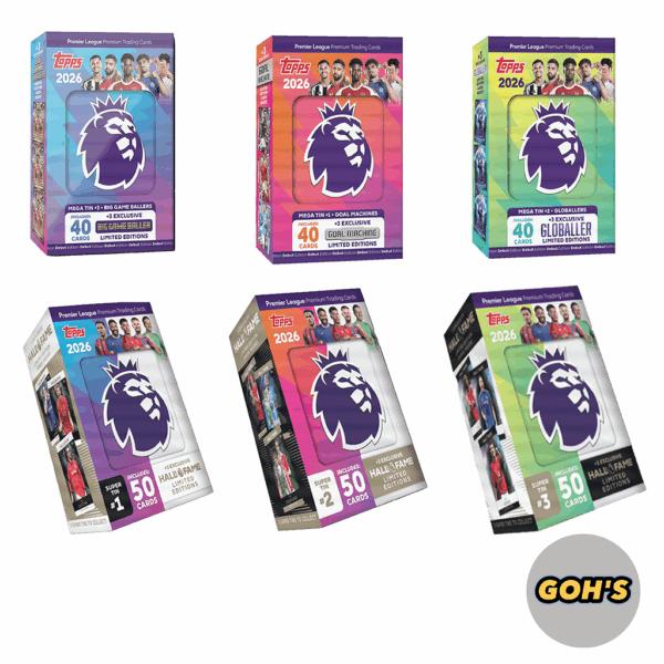 「GOH’S」2025-26 Topps Premier League Debut Edition Mega Tin & Super Tin - 英超小鐵盒&大鐵盒
