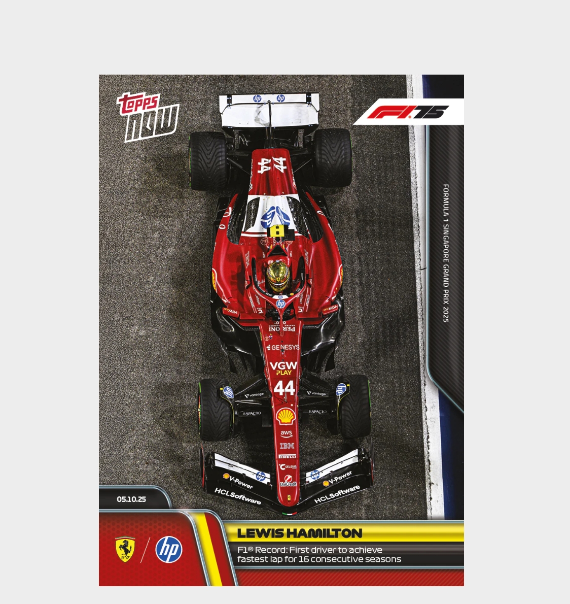 「GOH’S」Lewis Hamilton - 2025 Formula 1® Topps NOW® - Card 69 - PR: 4082