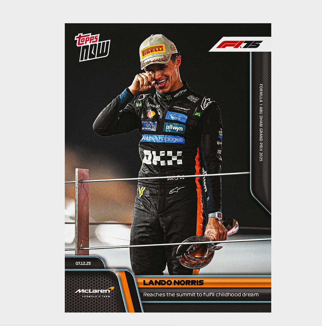 「GOH’S」Lando Norris - 2025 Formula 1® Topps NOW® - Card 87 - PR: 6698