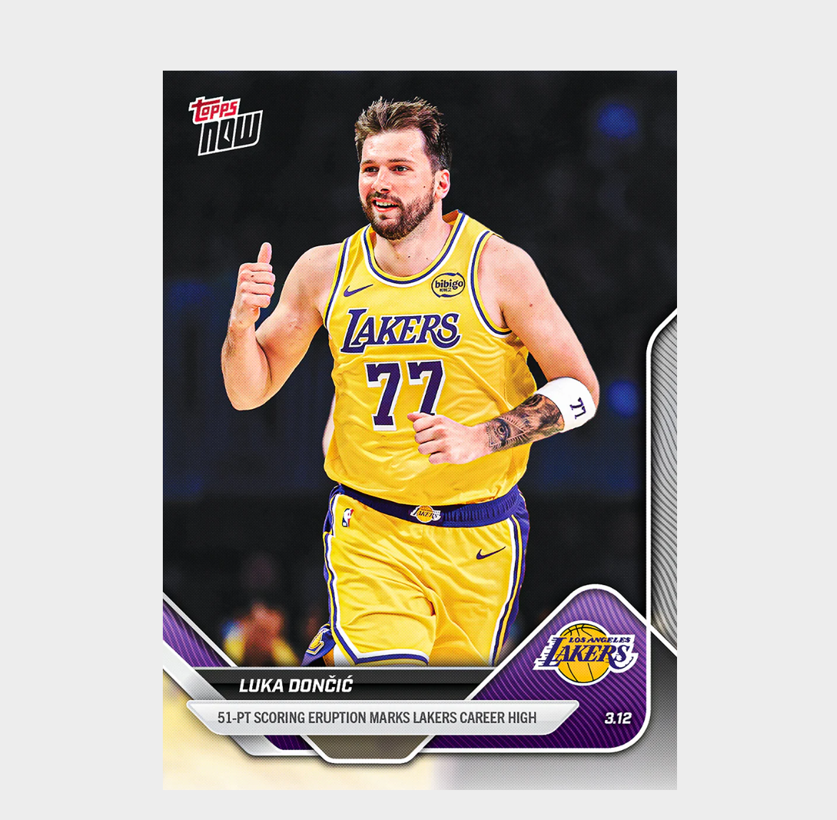 「GOH’S」Luka Dončić - 2025-26 NBA Topps NOW® - Card 204 - PR: 2309