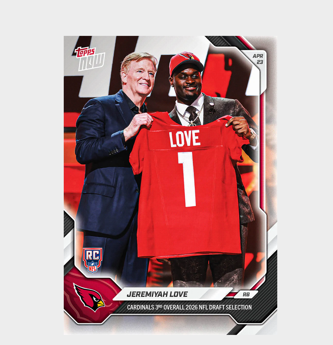 「GOH’S」2Jeremiyah Love  - 2026 NFL Topps NOW® - Card JLOV - PR: 18430