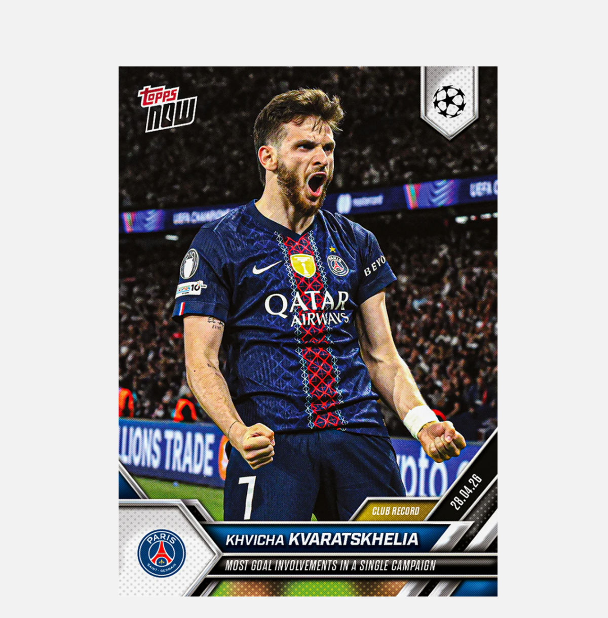 「GOH’S」Khvicha Kvaratskhelia - 2025-26 UCL Topps NOW® - Card 128 - PR: 1308
