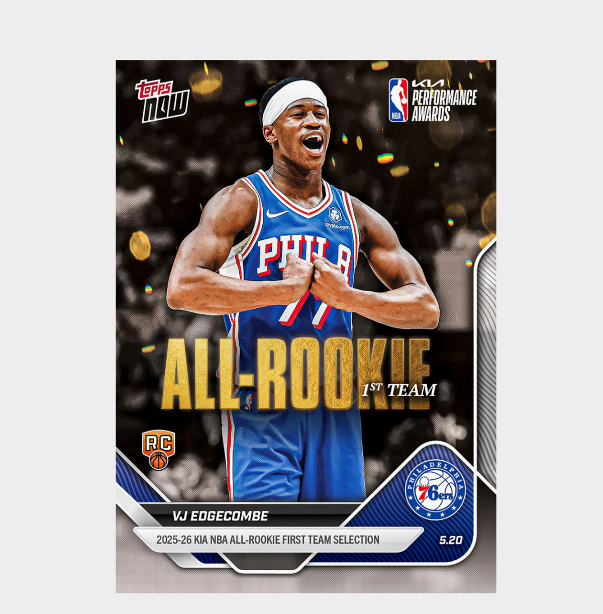 「GOH’S」VJ Edgecombe - 2025-26 NBA Topps NOW® - Card AR03 - PR: 5868